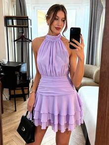 Women Midi Dresses - 淡紫色 - 查看 8