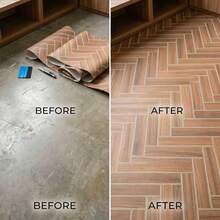 1 Roll Herringbone Wood Look Floor Tile Stickers, Self Adhesive Waterproof Flooring Tiles, Removable DIY Floor Decals For Kitchen Bathroom Bedroom,Bathroom Floor Sticker, Peel And Stick Floor Covering For Renters - Multicolor - View 8