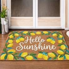 1pc "Hello Sunshine" Lemon Print Entrance Mat, Summer Flannel Rectangular Rug, Suitable For Entryway, Kitchen, Living Room, Bathroom, Bedroom And Patio - 1PC - View 10