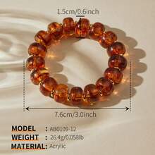 ORNAPEADIA 2pcs/Set Bohemian Style Colorful Beaded Bracelet & Necklace Set, Suitable For Vacation And Daily Wear - Amber - View 5