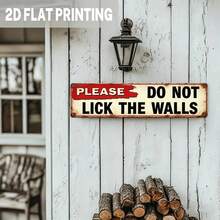 2D Flat Metal Sign "Do Not Lick The Wall" - Rustic Vintage Style For Kitchen, Bathroom, Man Cave Decor - 9.98 X 39.98 Cm Funny Home Decor, Bar Decor, Retro Kitchen Art, Bold Lettering Sign, 2D Flat (Style Random) - A - View 3