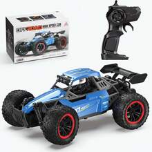 1:16 Scale Remote Control Off-Road Vehicle | 2.4GHz Remote Controller, Rechargeable Battery, 20km/H Top Speed, LED Lights, USB Charging, Collision-Resistant Design, Black Toy Car - Multicolor - View 16