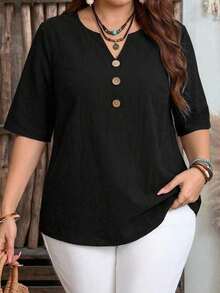 Minimalist Casual Style Blouse With Short Sleeves And Brown Striped Pattern, Suitable For Spring/Summer - 黑色 - 查看 6
