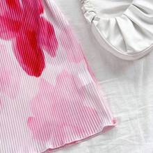 YijiaNvz  Vestido mini plisado con estampado floral y cuello de halter para mujer, silueta ajustada, ideal para vacaciones, citas, té de tarde, vacaciones, festivales de música, estilo bohemio, primavera/verano - Multicolor - Ver 11