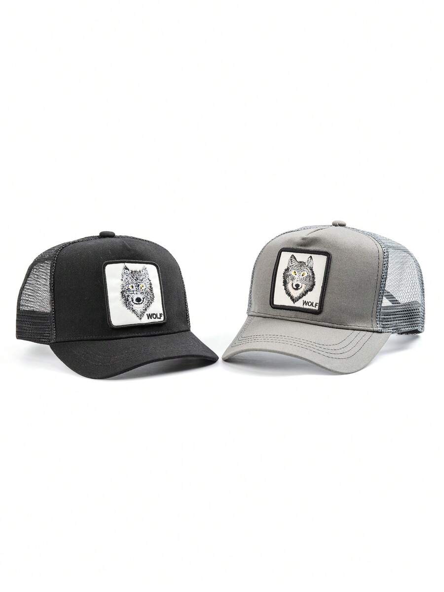 Topi Baseball Bordir Serigala Unisex, Topi Trucker yang Dapat Diatur, Cocok untuk Musim Semi dan Musim Panas, Aktivitas Luar Ruangan, Pantai, dan Olahraga. - topi bisbol - View 1