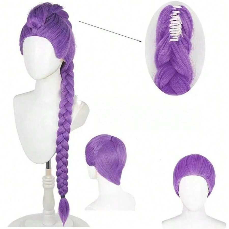 The Purple Fried Dough Fried Dough Twists Braid Wig Is Colorful, Transparent And Comfortable To Wear. It Is Suitable For Cosplay, Diffusion Activities, And Stage Role-Playing. When You Walk On The Street Every Day, It Creates A Niche Style, - View 1