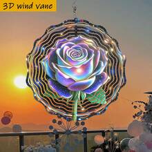 1个3D立体“星空下盛开的璀璨玫瑰”风车挂件,尺寸10英寸*10英寸,带旋转挂钩,可360°旋转,无需电池,动态家居花园装饰(不含吊坠),款式随机。 - A - 查看 8