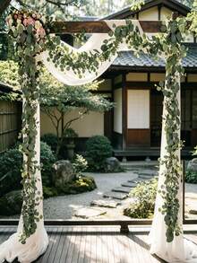 CHIGO 1/3件 180cm 尤加利葉桌飾，婚禮儀式裝飾用人造綠植，派對餐桌用仿真藤蔓中心裝飾，花園活動裝飾掛葉 - 180CM綠色 - 查看 3