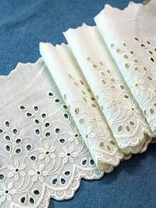 1碼白色/黑色/米色花卉刺繡鏤空蕾絲飾邊布料，適用於洋裝、窗簾、DIY縫製手工藝 - 柳花邊 - 查看 8