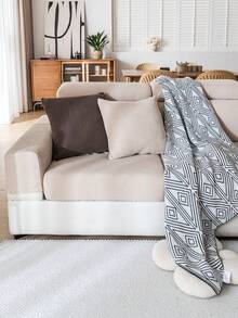 1pc Geometric Pattern High Elasticity Sofa Cover, Minimalist Modern Style Sofa Cushion Cover, Pet-Friendly Anti-Scratch Sofa Protector, Machine Washable Home Decor, Suitable For L-Shaped Combination Sofa And 1/2/3/4 Seater Sofa (Sold Separately) - Khaki - View 5