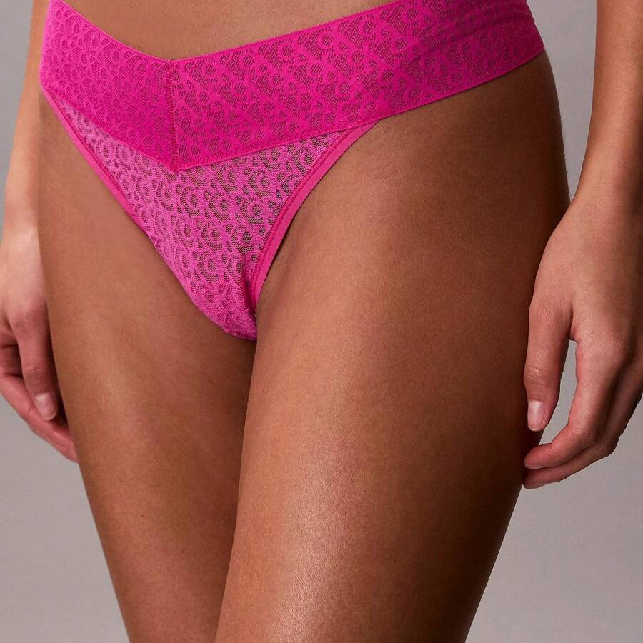 Calvin Klein Calvinklein CK Icon Logo Lace Thong Underwear Women Panties QD5282 - Stunning Orchid - 查看 1