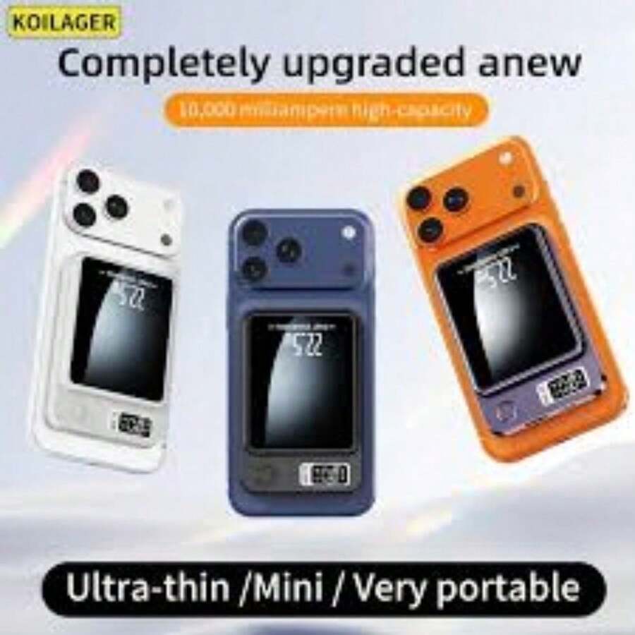 22.5W Magnetic Wireless External Battery 10000mAh Portable Charger Slim Design LED Digital Display Emergency Power Supply Lightweight Portable For Outdoor Hiking Camping Trip Business Travel Holiday Tech Gift Ideal Gift For Her Him Birthday Christmas Graduation All Occasion - mặc định - Xem 1