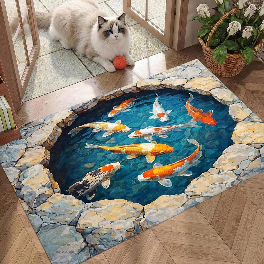 1pc Kitchen Floor Mat, Polyester Drainage Mat, Floor Mat, Doormat, Suitable For Kitchen, Living Room, Entrance, Balcony, Home Decor, Stain Resistant, Coffee Shop, Bar, Holiday, Party, Bedroom, Pet Mat, Bathroom Decor, Room Decor, Kitchen Decor - Multicolor - View 1