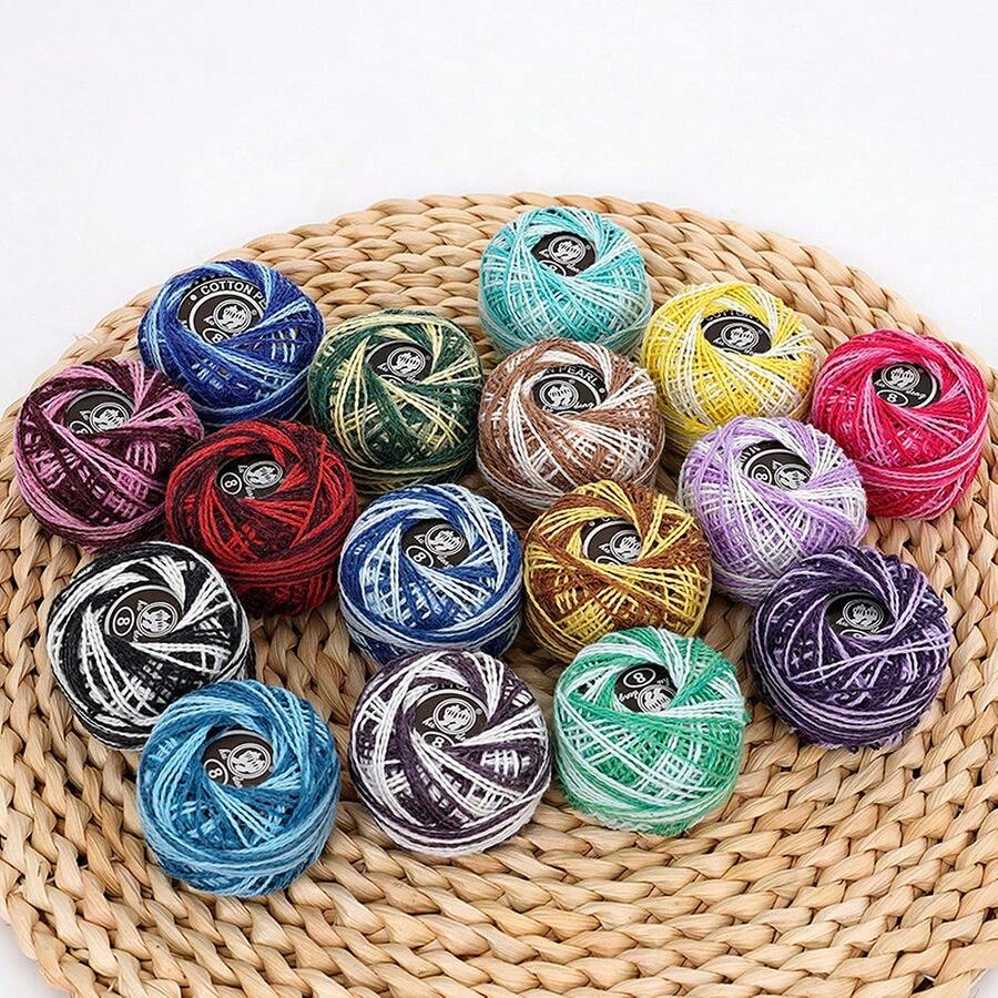 16 Colors Fluffy Lace Yarn For DIY, Solid/Mixed Colors Combination, Suitable For Knitting, Crocheting, Cross Stitch, Handmade Hair Clips, Embroidery - 16 Colors - View 1