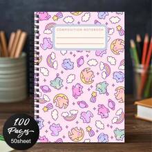 Interesting Spiral Composition Notebook/Journal - Cute Pink Cover With Rainbow, Stars, Planets And Cartoon Animals - Perfect For Diary, Daily To-Do List, Planner - Great Gift For Family, Friends, Coworkers, Notepad, Notebook And Diary - B - View 1