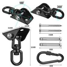 Hammock Hanging Kit, 2 Pack Hanging Chair Hardware 360°Rotating Heavy Duty, Hammock Chair Hanging Kit And Swing Ceiling Hook Snap For Hammock Chair Stand, Seat, Yoga, Gym, 1200 Lb Capacity - Black - View 6