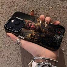 Tema del guerrero Rey Mono dorado y negrofunda de teléfono Fundas compatibles con ,Apple,VIVO,OPPO,,, y Honor.Fabricadas en silicona TPU,ofrecen protección contra golpes y caídas. - Negro - Ver 5