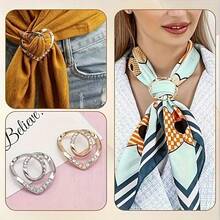 2/4/6/8 pezzi Fermagli per sciarpa eleganti con cristalli e perle per donna, disponibili in forme rotonde, a cuore e quadrifogli, stili assortiti casuali, versatili per camicia, orlo di maglietta, sciarpa, scialle - Multicolore - Visualizzare 5