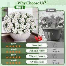 1Pc Artificial Geraniums Flowers For Outdoor Spring Summer Decor - UV-Resistant & Realistic Silk Faux Plants For Garden Porch Patio Yard Balcony Home Kitchen Table Centerpieces Decoration - White - View 6