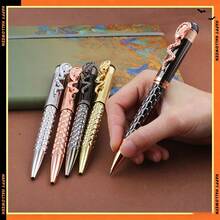 Snake-Shaped Metal Ballpoint Pen, Luxury Honeycomb Textured Pen Body, Smooth Writing Ballpoint Pen, Office & Study Gift Stationery - Metal Pen - View 2