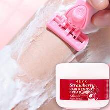 1 pieza Crema depilatoria de fresa HEYXI, depilación duradera y rápida, depilación sencilla, eliminación instantánea del vello, piel suave y limpia, rápida y suave, apta para rostro, labios, axilas, piernas, brazos y todo el Body, para mujeres y hombres - crema depilatoria de fresa - Ver 6