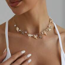 1pc Women's Vacation Ocean Style Shell Pearl Tassel Necklace - Gold - View 4