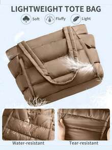 Bolso de mano para mujer, bolso ligero y esponjoso, adecuado para viajes, trabajo, playa, gimnasio, compras - Negro 3 - Ver 12