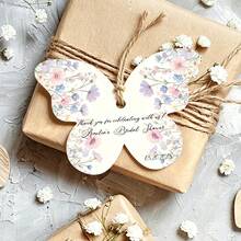 Custom Butterfly Shaped Thank You Tags, Minimal Floral Butterfly Hanging Cards With Custom Text, Decorative Gift Tags For Wedding Favors, Bridal Shower & Party Gift Box Decorations - Butterfly Tag - View 6