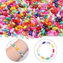 200 hạt ngọc trai giả hình bầu dục 4x8mm màu cầu vồng, làm từ nhựa ABS, thích hợp làm trang sức, đồ thủ công, may mặc, phụ kiện quần áo. - Nhiều màu - Xem 8