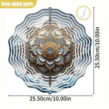 1pc 3D Floral Pattern On Icy Background, 10in*10in With Rotating Hook, 360° DIY Creative Rotating Decor Set, Wind Powered Rotation, Easy Installation, Suitable For Christmas, Halloween And Other Holiday Gifts (Pendant Not Included), Random Style - A - View 3