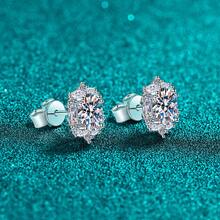 Pendientes de moissanita de plata esterlina S925 Swaro para mujer, de forma ovalada, lujosos, exquisitos, de alta gama, elegantes y versátiles. - Moissanita de 2 quilates (1 quilate + 1 quilate) - Ver 2