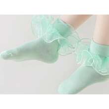 NEW-   Women Big Ruffle Socks Double Lace Turn Cuff,Breathable Cotton Frilly Cute Bobby Dress Sock For Girls Women,K407 - Orange - View 3