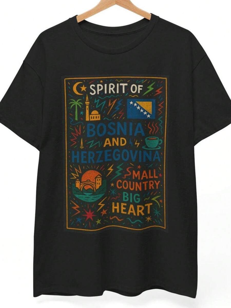 Camiseta Bosnia y Herzegovina Unisex | Camiseta gráfica vintage de Sarajevo | Camiseta de orgullo patrimonial Genial regalo para amantes de la cultura y el alma bosnia Unisex - Negro - Ver 1