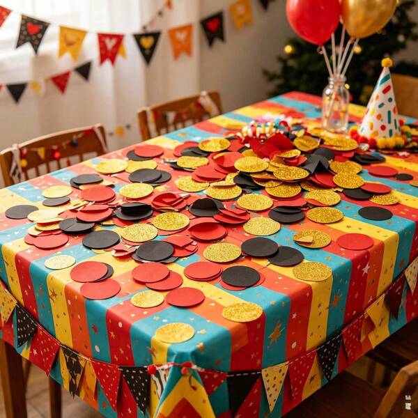 100 piezas de confeti redondo de purpurina roja, negra y dorada / Decoración de mesa para fiesta de Halloween / Cumpleaños / Boda / Decoración de fiesta / Confeti de papel de lentejuelas doradas redondas / Decoración de mesa para fiestas / Telón de fondo para fotos / Para: Fiestas de vacaciones, despedidas de soltera, lanzamiento de confeti, decoración de mesa