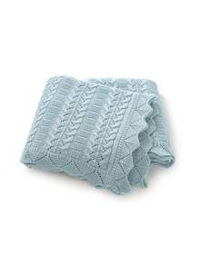 1 chiếc chăn em bé, chăn đan rỗng cho xe đẩy trẻ sơ sinh, chăn che máy lạnh cho trẻ sơ sinh, 100% cotton, 100*80cm, dùng được cả bốn mùa. - xanh nhạt - Xem 1