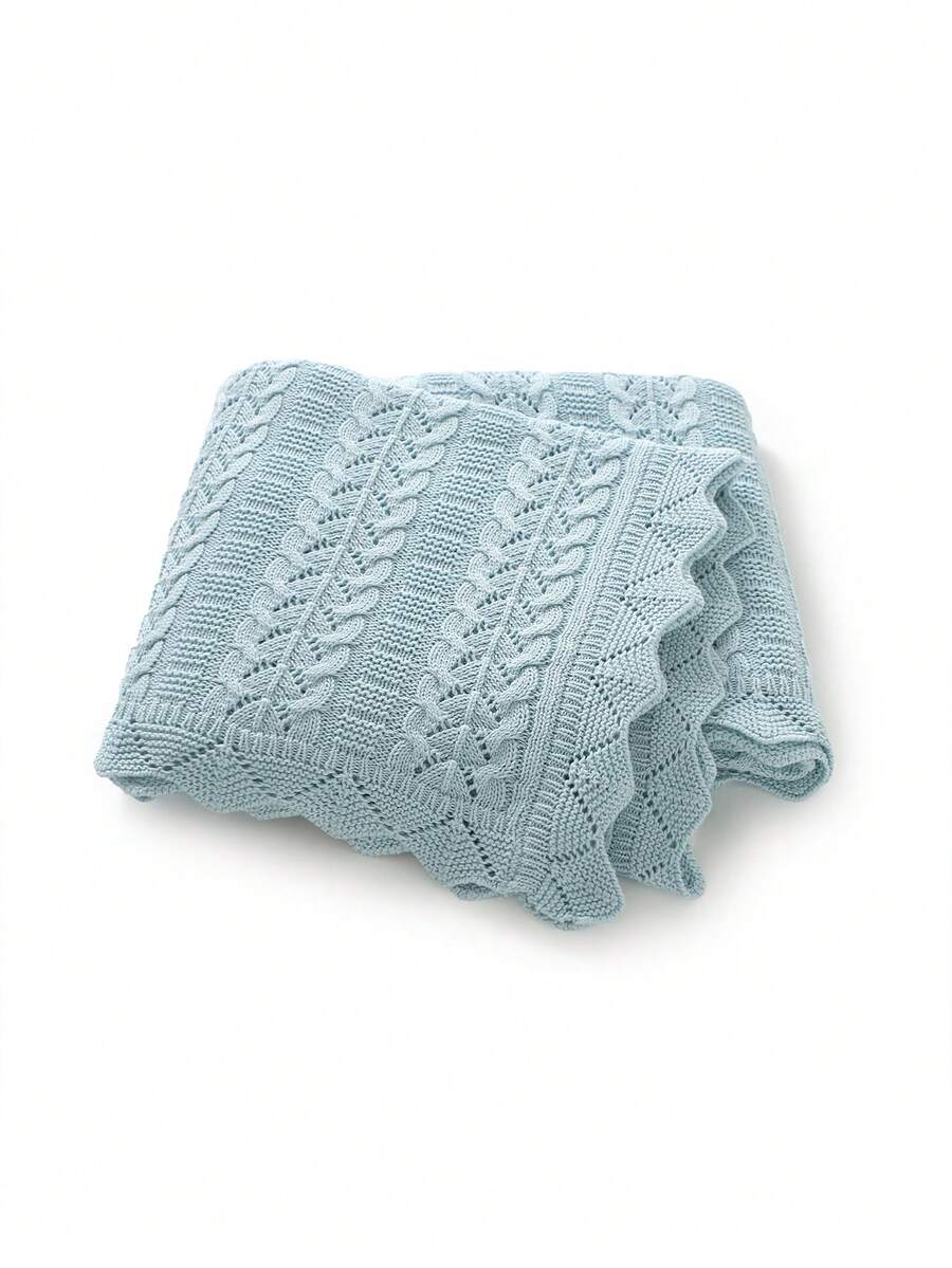 1 chiếc chăn em bé, chăn đan rỗng cho xe đẩy trẻ sơ sinh, chăn che máy lạnh cho trẻ sơ sinh, 100% cotton, 100*80cm, dùng được cả bốn mùa. - xanh nhạt - Xem 1