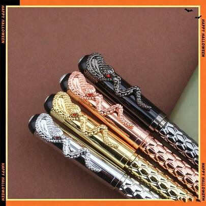 Snake-Shaped Metal Ballpoint Pen, Luxury Honeycomb Textured Pen Body, Smooth Writing Ballpoint Pen, Office & Study Gift Stationery