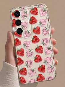 1pc Transparent Thick Anti-Drop UV Painted TPU Phone Case, With Full Screen Pink And Red Strawberry Pattern Design, Suitable For IPhone Series Phone Case, It Provides Lens Protection And Can Be Used As A Protective Cover, It Is A Gift For New Year, Christmas, Halloween Or Valentine's Day, [International Version Non-Local Version Model] Anti-Fall, Cover, Phone Complete, Phone Protective Case - Multicolor - View 6