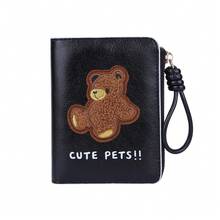 CarrKen 1 pieza Cartera corta versátil y exquisita para mujer con patrón de oso, estilo retro europeo & americano, multifuncional y de múltiples compartimentos, nueva, para adolescentes - Multicolor - Ver 16