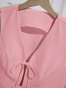xheFranclia Set de 2 piezas de verano informal/oficina para mujer con top con tirantes y falda de unicolorxhe - Rosa Pálido - Ver 4