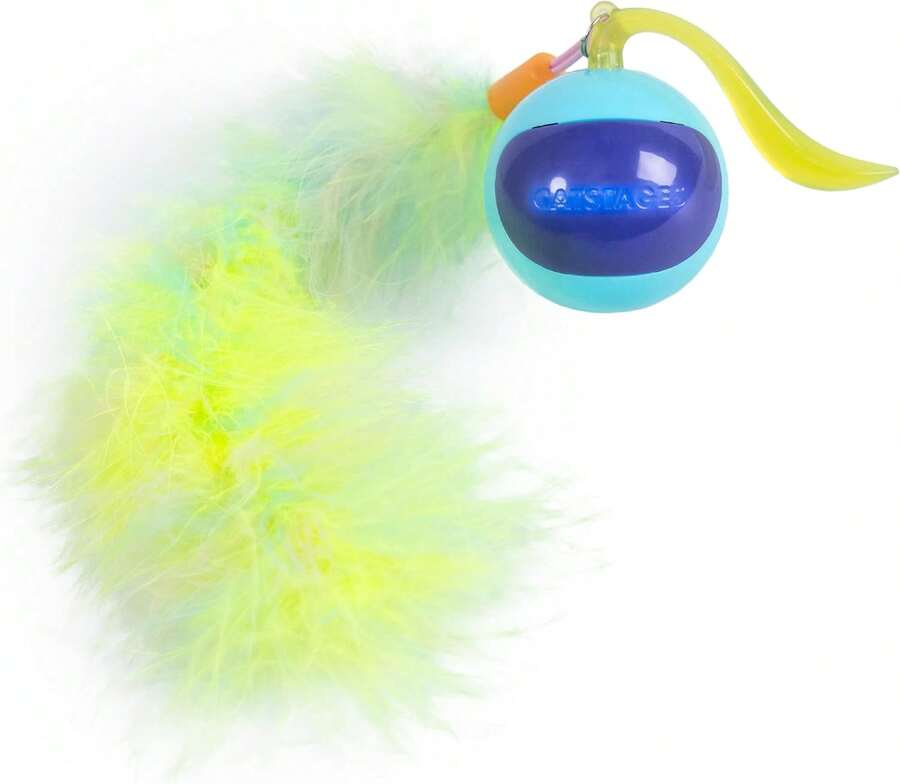 Catstages Roll &Amp; Chase Robot Toy U2013Interactive Electronic Cat Toy For Indoor With Feather Teaser Tail, Lights, USB Rechargeable, Automatic Moving Action For Active Play, Mental Stimulation &Amp; Enrichment - trắng - Xem 1