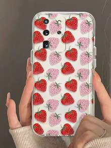 1pc Transparent Thick Anti-Drop UV Painted TPU Phone Case, With Full Screen Pink And Red Strawberry Pattern Design, Suitable For IPhone Series Phone Case, It Provides Lens Protection And Can Be Used As A Protective Cover, It Is A Gift For New Year, Christmas, Halloween Or Valentine's Day, [International Version Non-Local Version Model] Anti-Fall, Cover, Phone Complete, Phone Protective Case - Multicolor - View 5