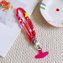 1 Set Cartoon Handmade Woven Mini Star Lanyard With Phone Clip, Adjustable Crossbody Strap, Key Holder & Card Pouch, For Children - Multicolor - View 2