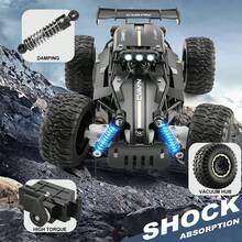 1:16 Scale Remote Control Off-Road Vehicle | 2.4GHz Remote Controller, Rechargeable Battery, 20km/H Top Speed, LED Lights, USB Charging, Collision-Resistant Design, Black Toy Car - Multicolor - View 6