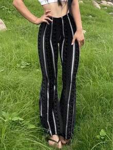 Women's Casual Geometric Print Leggings - Black - View 4