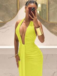 Women Midi Dresses - Yellow - View 5