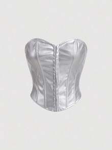 Top sin tirantes de moda con hebilla delantera para mujeres - Plateado - Ver 1