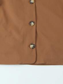 Abrigo otoñal cuello solapa retro francés, sencillo y elegante, abrigo holgado con botones simples - color caramelo - Ver 9
