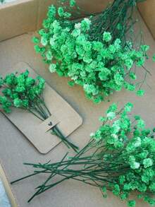 25/52/102/298 piezas Flores artificiales blancas mini de Paniculata falsa, relleno de jarrón, decoración para boda, hogar, oficina, fiesta, elaboración de tarjetas, manualidades DIY - Verde - Ver 4