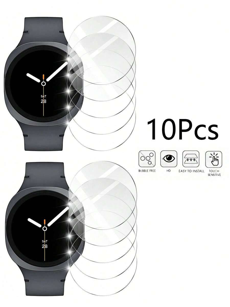 10 Pieces Of Tempered Glass Screen Protector Film, Transparent Glass Cover Screen Film, Compatible With Samsung Watch5 40mm Watch5 44mm 5 Pro 45mm Watch3 41/45mm Gear S1 Active Gear S2 Gear S3 Gear Sport Gear S4 WATCH Galaxy 42mmWATCH Galaxy 46mmwatch Galaxy3 41mm Watch Galaxy3 45mm Watch4 40mwatch4 44mm Classic4 42mm Classic4 46mm Watch6 40mm Watch6 44mm - Multicolor - View 1